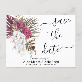 Modern Boho Orchids Floral Save the Date Ankündigungspostkarte