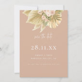 Modern Boho Pampas Gras Blütenrot Rosa Save The Date (Vorderseite)