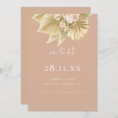 Modern Boho Pampas Gras Blütenrot Rosa Save The Date (Vorne/Hinten)