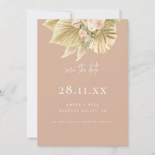 Modern Boho Pampas Gras Blütenrot Rosa Save The Date