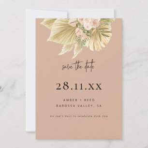 Modern Boho Pampas Gras Blütenrot Rosa Save The Date