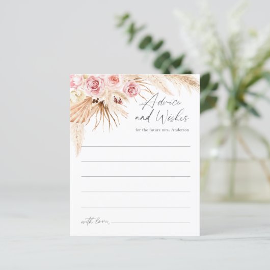 Modern Boho Pampas Grass Brautparty Advisor card (Stehend Vorderseite)