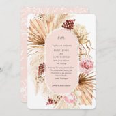 Modern Boho Pampas Grass Floral Arch Blush PInk Einladung (Vorne/Hinten)