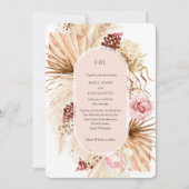 Modern Boho Pampas Grass Floral Arch Blush PInk Einladung (Vorderseite)