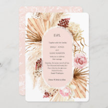 Modern Boho Pampas Grass Floral Arch Blush PInk