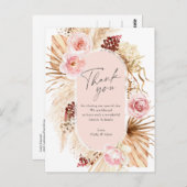 Modern Boho Pampas Grass Floral Arch Vielen Dank Postkarte (Vorne/Hinten)