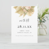 Modern Boho Pampas Grass Floral Save The Date (Stehend Vorderseite)