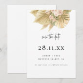 Modern Boho Pampas Grass Floral Save The Date (Vorne/Hinten)
