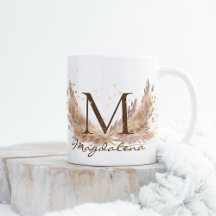 Modern Boho Pampas Grass Glam Fx Glitzer Monogram