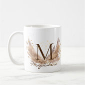 Modern Boho Pampas Grass Glam Fx Glitzer Monogram Kaffeetasse (Links)
