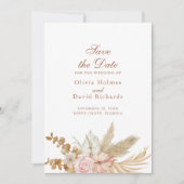 Modern Boho Pampas Grass Save the Date Card (Vorderseite)
