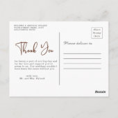 Modern Boho Pampas Grass Wedding Danke Postcar Postkarte (Rückseite)