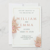 Modern Boho Pampas Grass Wedding Einladung (Vorderseite)