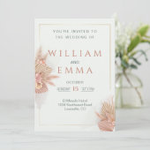 Modern Boho Pampas Grass Wedding Einladung (Stehend Vorderseite)