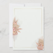 Modern Boho Pampas Grass Wedding Einladung (Rückseite)