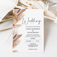Modern Boho Pampas Grass Wedding Einladung