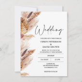 Modern Boho Pampas Grass Wedding Einladung (Vorderseite)