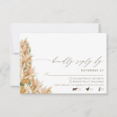 Modern Boho Pampas Grass Wedding RSVP (Vorderseite)