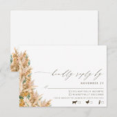 Modern Boho Pampas Grass Wedding RSVP Karte (Vorne/Hinten)