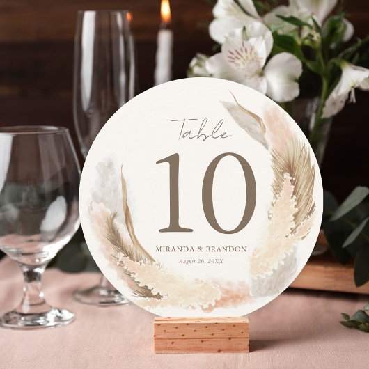 Modern Boho Pampas Grass Wedding Table Number Einladung