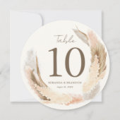 Modern Boho Pampas Grass Wedding Table Number Einladung (Vorderseite)