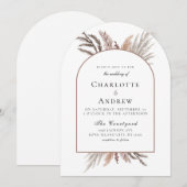 Modern Boho Pampasgras Hochzeitseinladung Einladung (Vorne/Hinten)