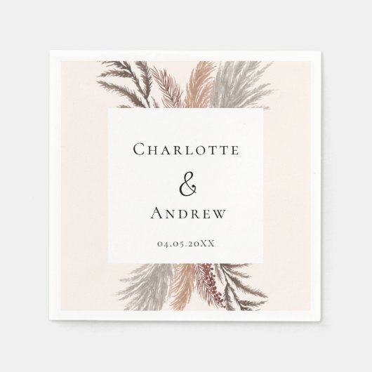 Modern Boho Pampasgras Wedding Napkins Serviette (Vorderseite)