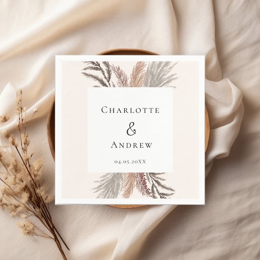 Modern Boho Pampasgras Wedding Napkins Serviette