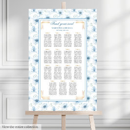 Modern Boho Pastel Blue Gold Glitzer Seekarte Poster