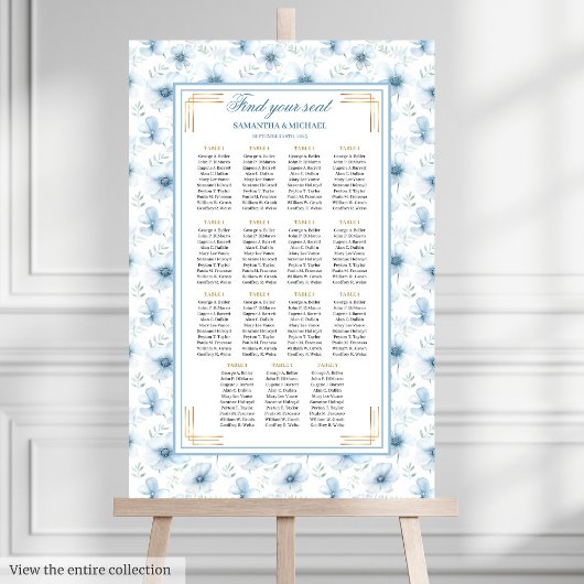 Modern Boho Pastel Blue Gold Glitzer Seekarte Poster