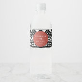 Modern Boho Pattern Coral Wedding Wasserflaschenetikett (Vorderseite)