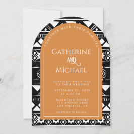 Modern Boho Pattern Foto Arch Orange Wedding Einladung