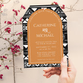 Modern Boho Pattern Foto Arch Orange Wedding Einladung