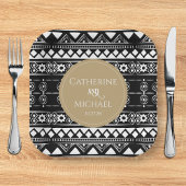 Modern Boho Pattern Gold Wedding Pappteller