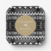 Modern Boho Pattern Gold Wedding Pappteller (Vorderseite)