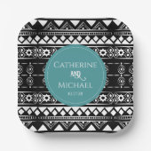 Modern Boho Pattern Green Wedding Pappteller (Vorderseite)