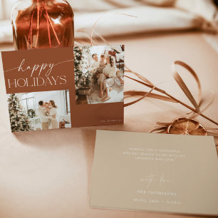 Modern Boho Photo Christmas Card, Boho Terracotta  Einladung