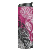 Modern Boho Pink and Black Leaf Thermal Tumbler Thermosbecher (Nach links gedreht)