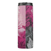 Modern Boho Pink and Black Leaf Thermal Tumbler Thermosbecher (Rückseite)