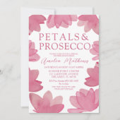 Modern Boho Pink Aquarell Petals & Prosecco Einladung (Vorderseite)