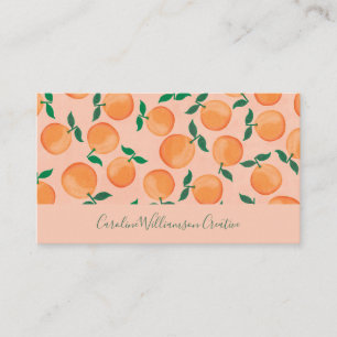 Modern Boho Pink Citrus Orange Fruchtskript Visitenkarte