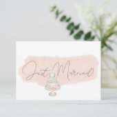 Modern Boho Pink Elegant Floral Just Married (Stehend Vorderseite)