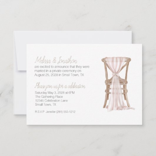 Modern Boho Pink Elegant Floral Just Married (Rückseite)
