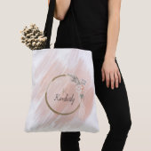 Modern Boho Pink Floral Anfangsname Monogramm Tasc Tasche (Von Nahem)
