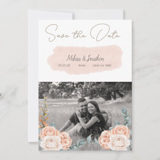 Modern Boho Pink Floral Image Save the Date (Vorderseite)