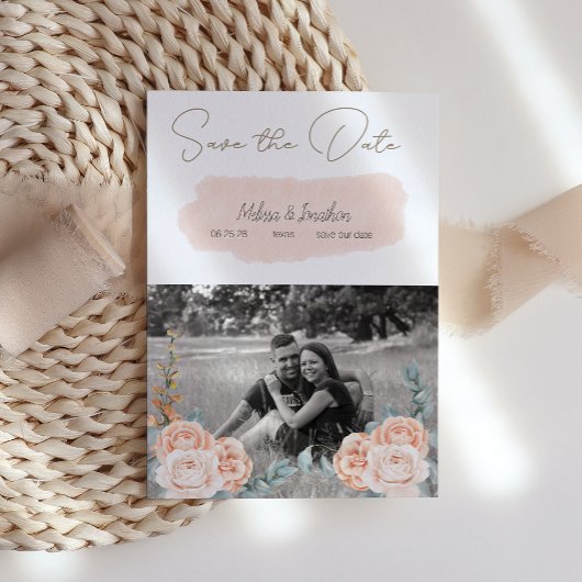 Modern Boho Pink Floral Image Save the Date