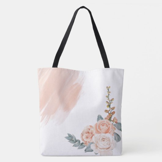 Modern Boho Pink Floral Initial Name Monogram Tasche (Rückseite)