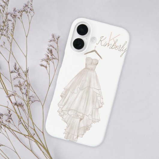Modern Boho Pink Floral Wedding Monogram Name Case-Mate iPhone Hülle