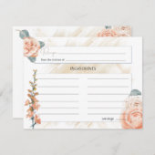 Modern Boho Pink Floral Wedding Rezept Card Mitteilungskarte (Vorne/Hinten)
