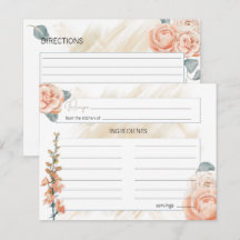 Modern Boho Pink Floral Wedding Rezept Card
